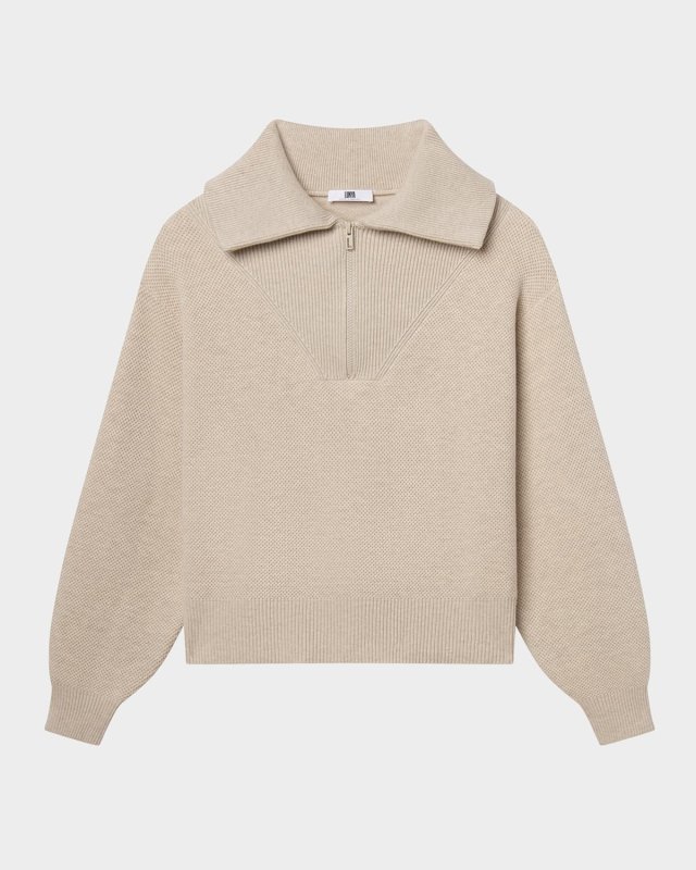 Cozy Cotton Silk Collared Half-Zip Pullover